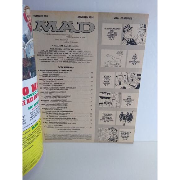 MAD Magazine #300 Comic Book 1991 Vintage Humor Satire Dick Tracy Wizard Of Oz - Picture 2 of 5